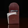 brown leather front pocket wallet with flap open