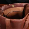 No. 9B Tote in Vintage Brown American Steerhide - inside view of zipper pocket