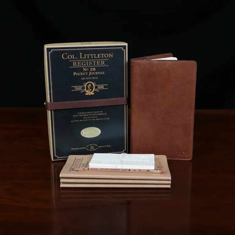 the pocket journal, archive case, refills and pencil