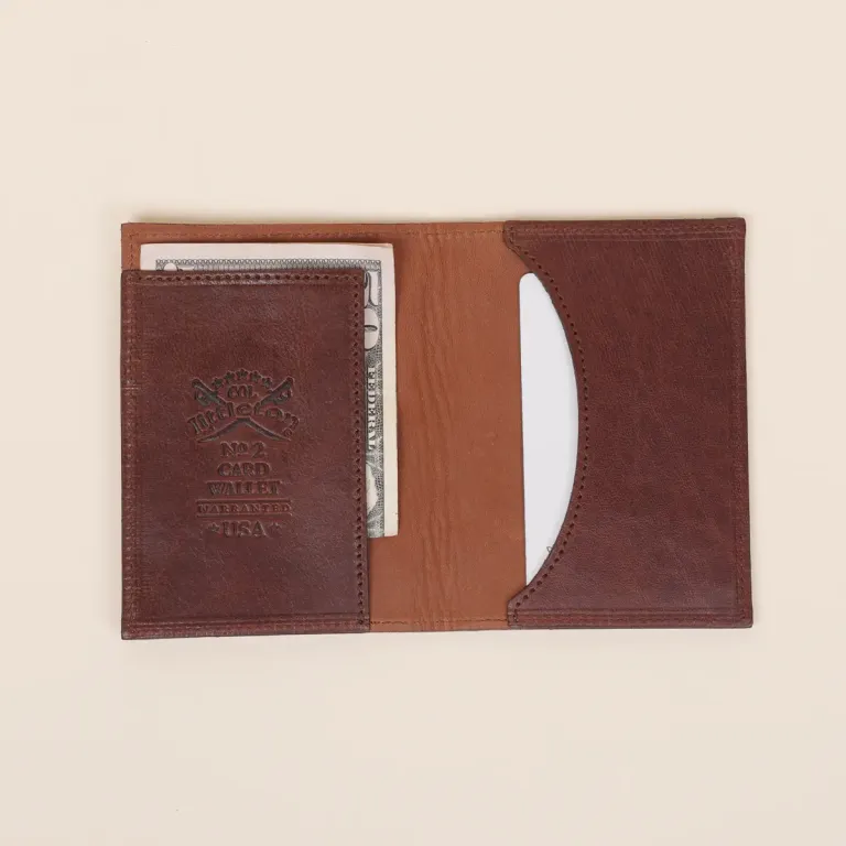 No. 2 card wallet in Vintage Brown American Alligator - ID 001 - open view