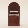 Front pocket wallet with flap in brown American Alligator - front open view - 001