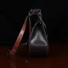 No. 17 Hunt Bag made of two-tone brown American Buffalo and Vintage Brown Steerhide leather side view