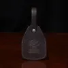 back view Tobacco Brown American Buffalo Luggage Tag on wood table with CL Buffalo
