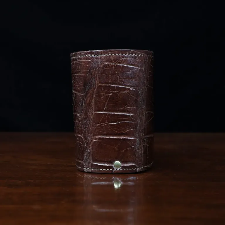 Colonel Can Caddy in brown American Alligator - Single - ID 003 - front view with a black background