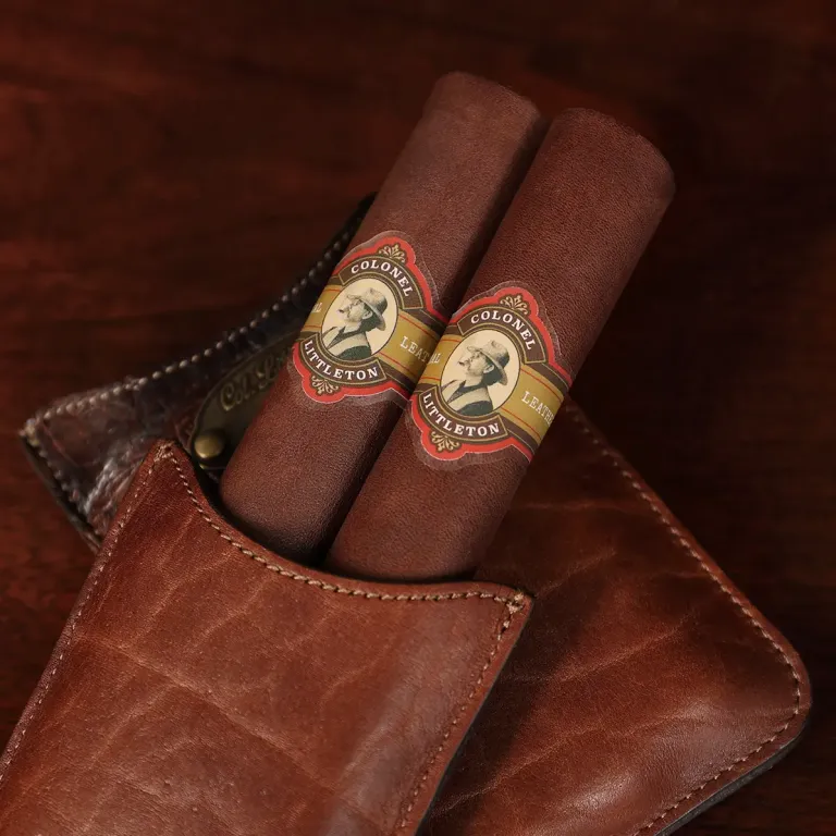 leather cigar case with alligator trim