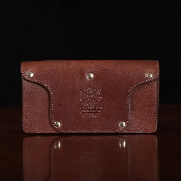 No. 48 vintage brown leather phone holster - showing the back