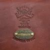 No. 9B Tote in Vintage Brown American Steerhide - close up view of personalization