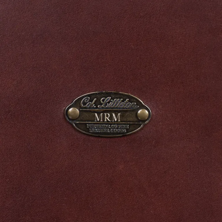 no. 18 legal portfolio in vintage brown steerhide - personalization badge