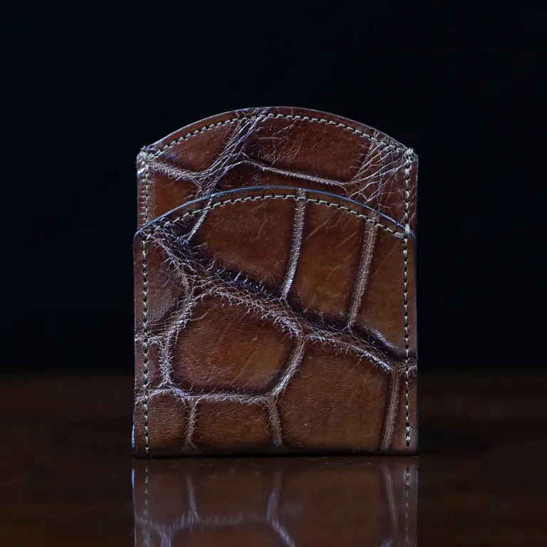 front pocket wallet in american alligator showing the front empty - id 001