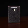 no 102 billfold in tobacco buffalo on dark background - back view