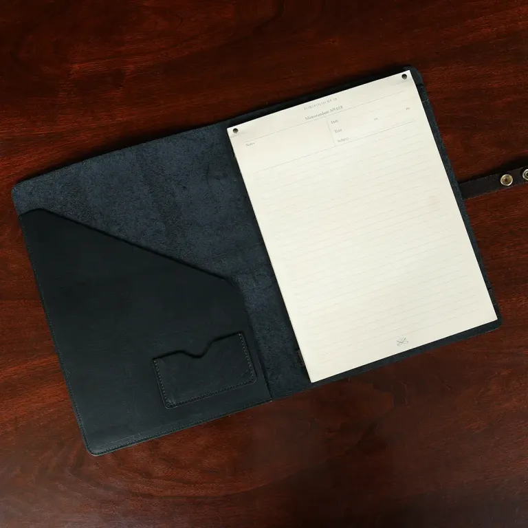 no 18 portfolio in black steer hide - open with notepad