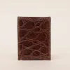 No. 4 Card Case in Vintage Brown American Alligator - ID 001 - front view cut out on No. 2 Card Wallet in Vintage Brown American Alligator - ID 001 - back view