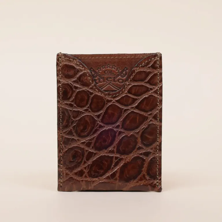 No. 4 Card Case in Vintage Brown American Alligator - ID 001 - front view cut out on No. 2 Card Wallet in Vintage Brown American Alligator - ID 001 - front view