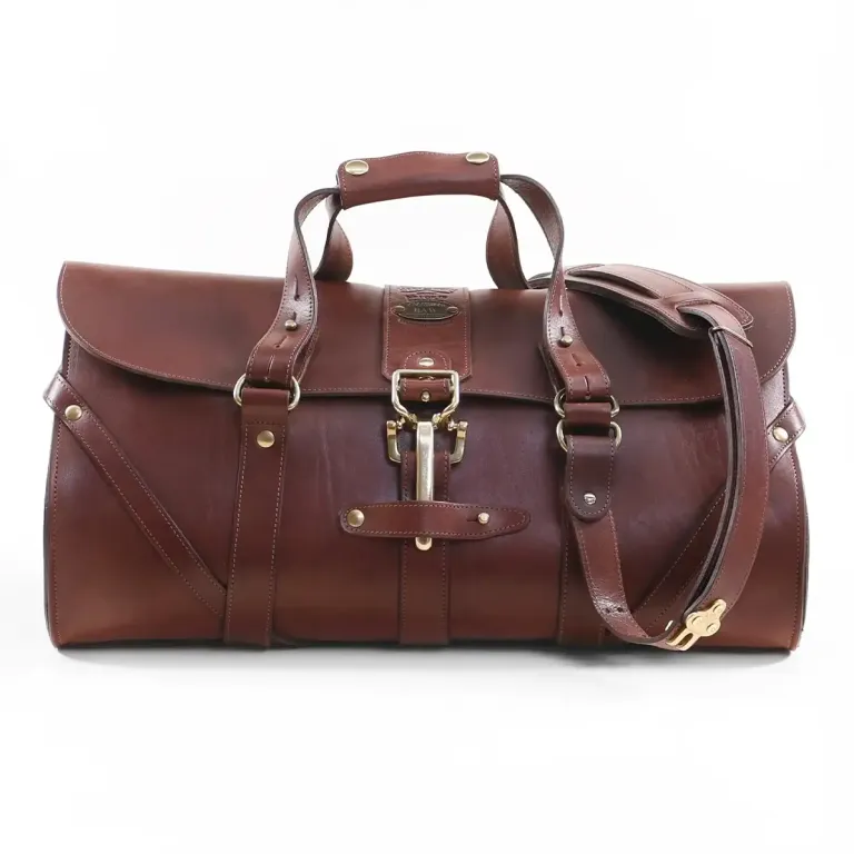 No. 1 Vintage Brown Leather Grip Bag - front view