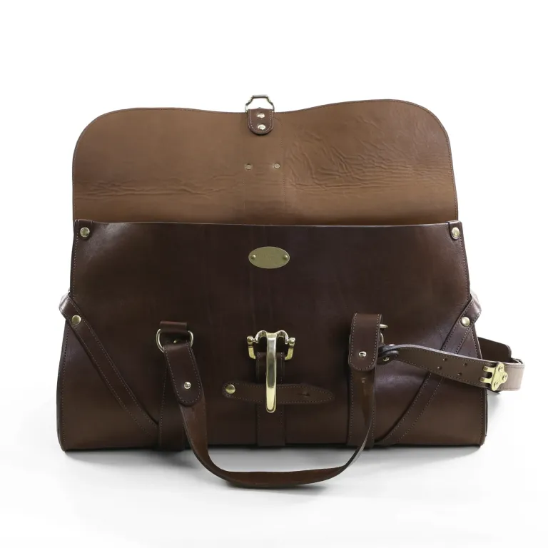No 1 Leather Grip bag - Vintage brown - open view