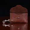 leather key wallet with ball stud closure with open view