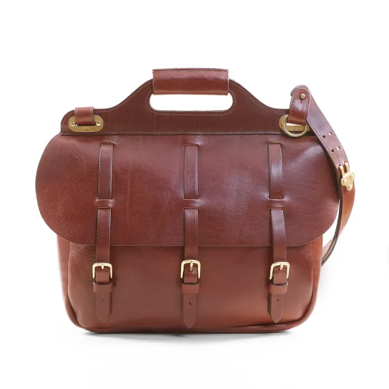 Leather Saddlebag briefcase - front view