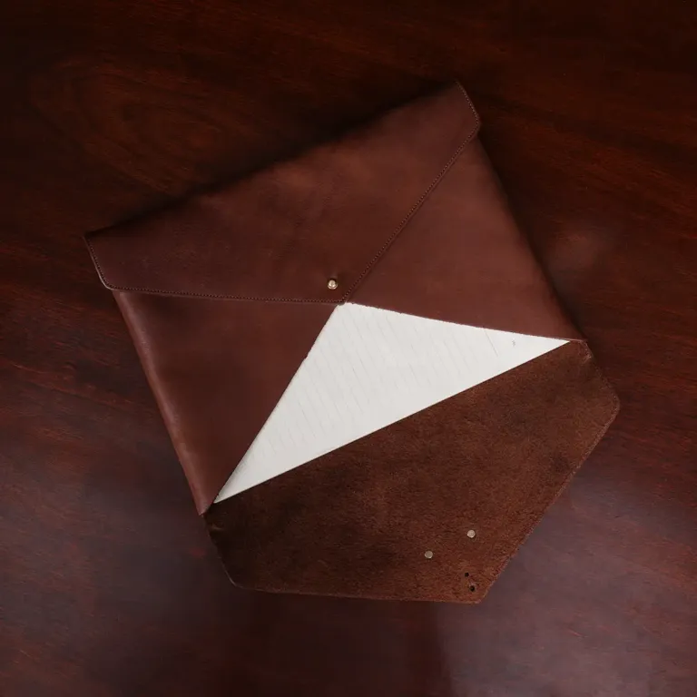 open with paper of Vintage Brown Emissary Envelope Pocket
