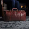 No. 5 Grip in Vintage Brown Steerhide - front view- on the floor