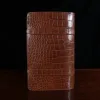 No.18 legal portfolio in alligator back view - id 001- on wooden table with black background