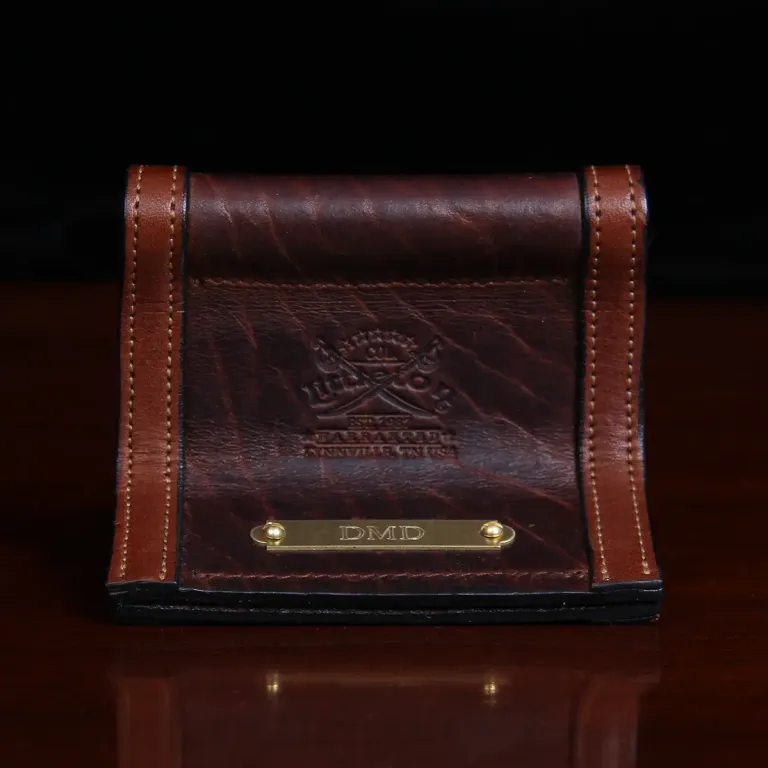 Tobacco Brown American Buffalo business card holder with personalization plate