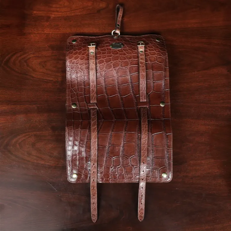 CL - No. 2 Shave Dopp Kit in American Alligator with No. 8 Khaki Cotton Canvas Lining - Serial Number 002 - open view