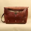 No. 1 Saddlebag Briefcase in rugged American Steerhide trimmed with Alligator open