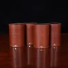 brown leather can caddies with personalized initial stamp