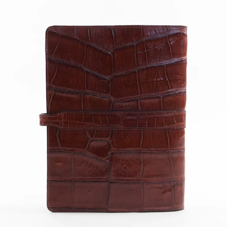 No. 18 Portfolio in Vintage Brown American Alligator - ID 002 - back view