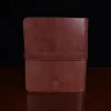 no19 brown leather binder notebook with two position snap closure back view