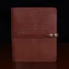 no19 brown leather binder notebook with two position snap closure