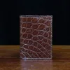 No. 2 Card Wallet in Vintage Brown American Alligator - ID 002 - front view on a black background