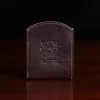 front pocket wallet in tobacco buffalo showing the back side