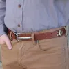 No . 5 Cinch Belt with Brown Italian Bridle Leather and stainless steel hardware worn by man