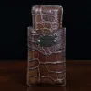 A leather Cigar Case in American Alligator showing the front with brass hardware - id 002