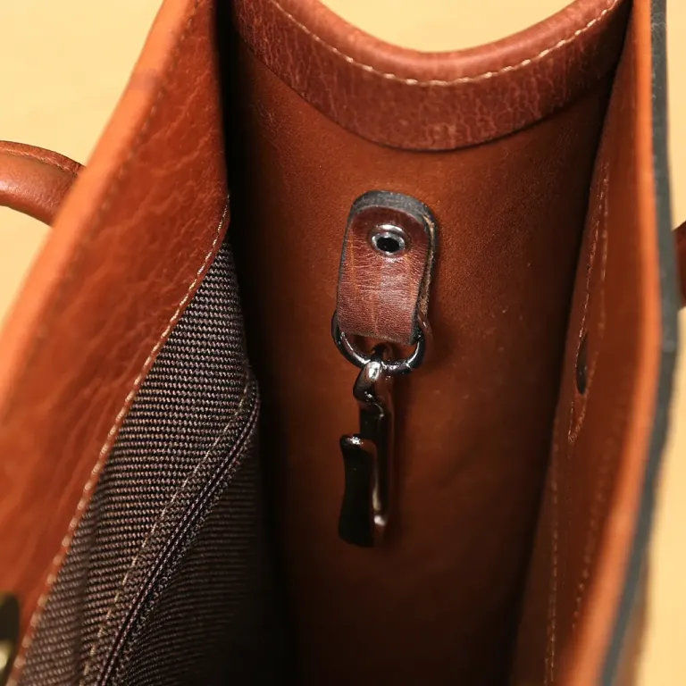 Leather Steeplechase tote - colonel's private stock - front view