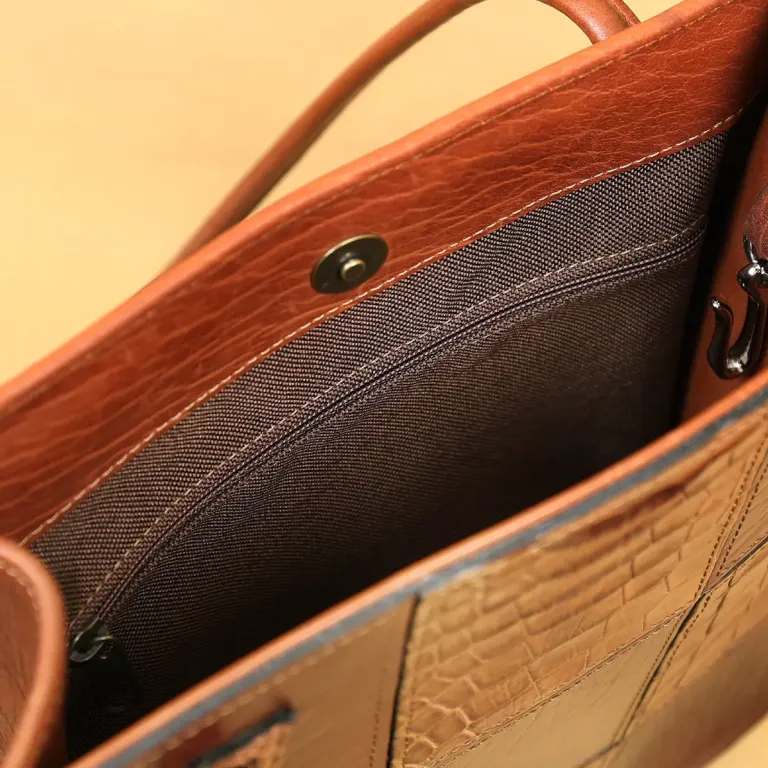 Leather Steeplechase tote - colonel's private stock - front view
