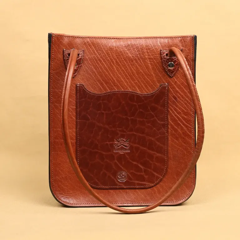 Leather Steeplechase tote - colonel's private stock - back view