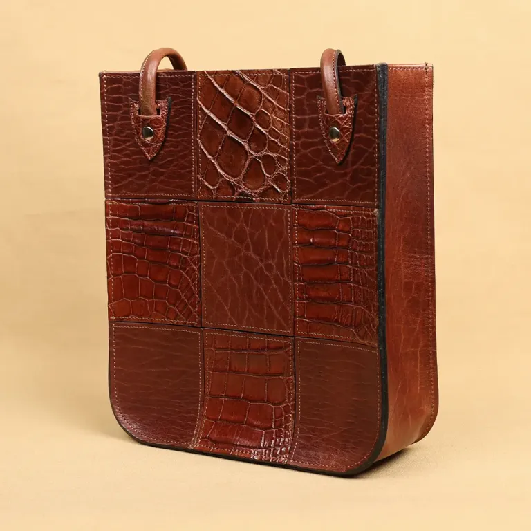 Leather Steeplechase tote - colonel's private stock - front view