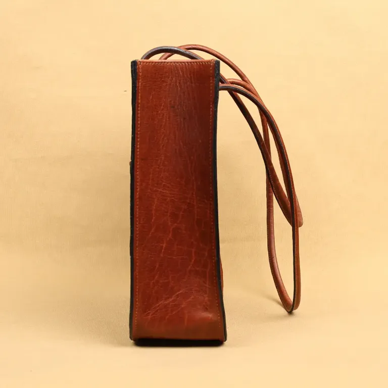 Leather Steeplechase tote - colonel's private stock - side view