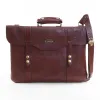 No. 16 leather Document bag with strap - front view