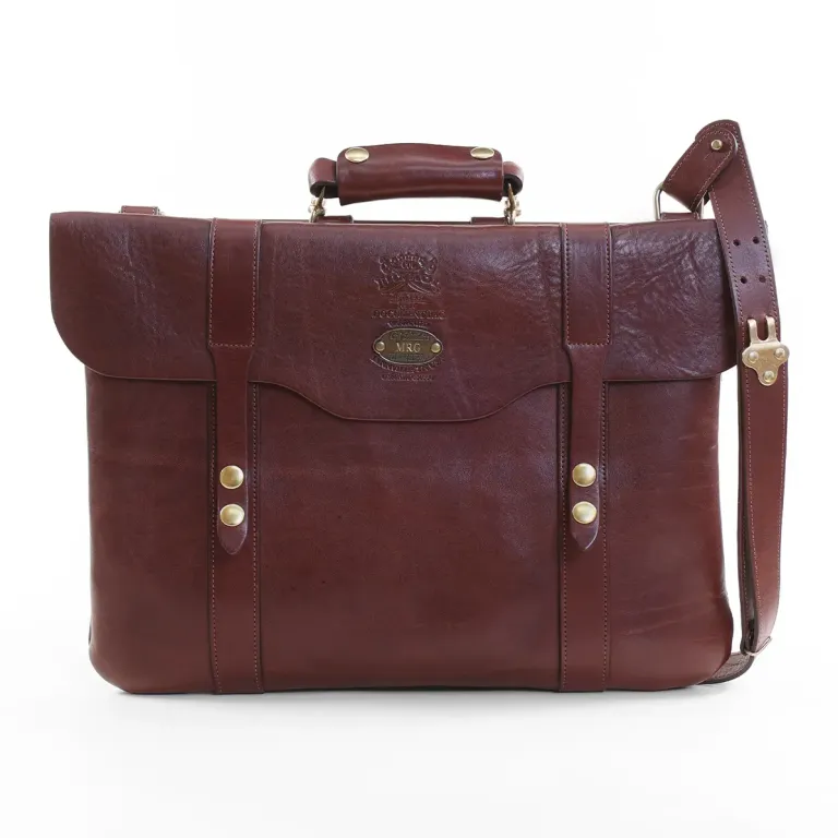 No. 16 leather Document bag with strap - front view