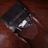 ashley handbag made of two-tone brown buffalo and steerhide leather - open view with phone