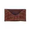 No. 3 Card Wallet in Vintage Brown American Alligator - ID 001 - front