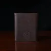 no 1 tri fold wallet in tobacco buffalo on dark background - back view