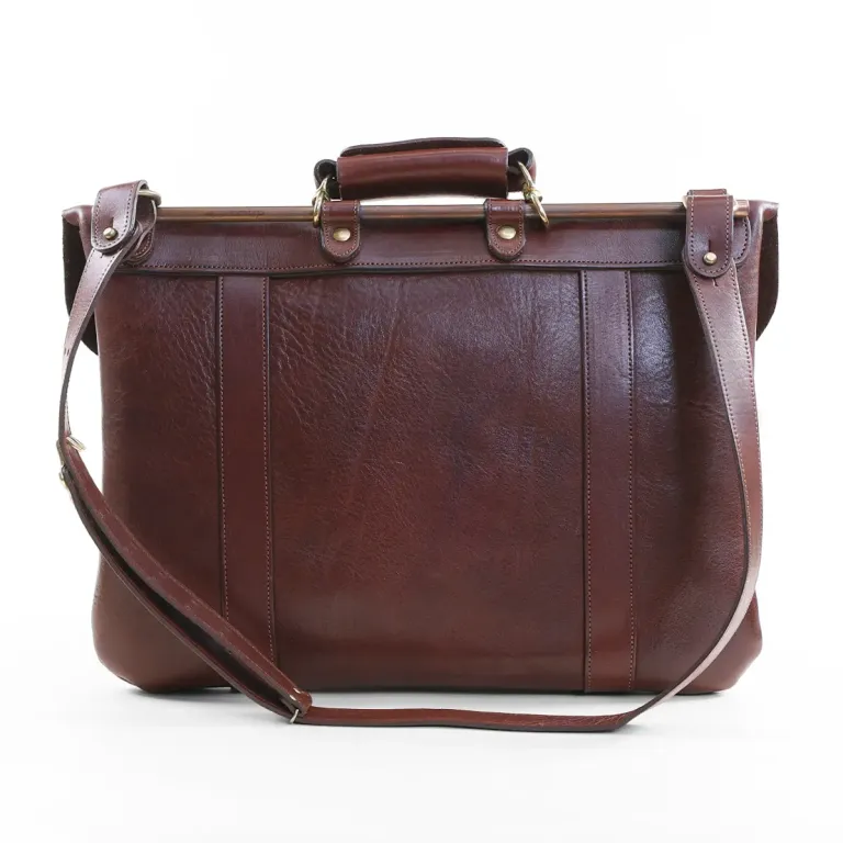 No. 16 leather Document bag with strap - back view