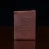 brown leather front pocket wallet with flap-back