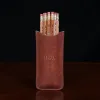 leather pencil case with 12 pencils - front view