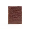Front pocket wallet with flap in brown American Alligator - back view - 002