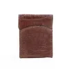 Front pocket wallet with flap in brown American Alligator - front view - 002
